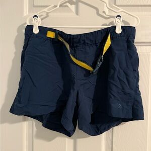 North Face Blue Hiking Shorts with Yellow Belt